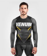 T-shirt de compression Venum ONE FC Impact - manches longues - Gris/Jaune
