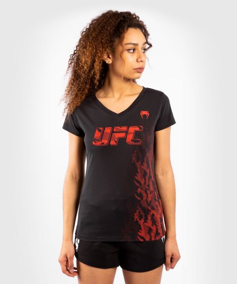 Camiseta De Algodón Manga Corta Para Mujer UFC Venum Authentic Fight Week - Negro