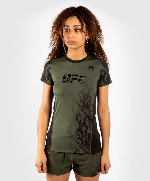 Camiseta Técnica Manga Corta Para Mujer UFC Venum Authentic Fight Week Performance - Caqui