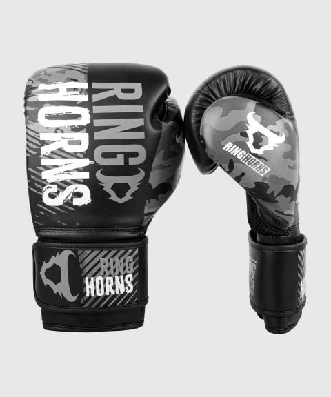 Ringhorns Charger Camo Boxing Gloves - Black/Grey