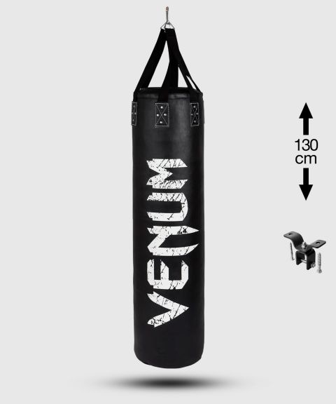 Venum Challenger Heavy bag + Ceiling Hook - Black/White - Filled - 130cm