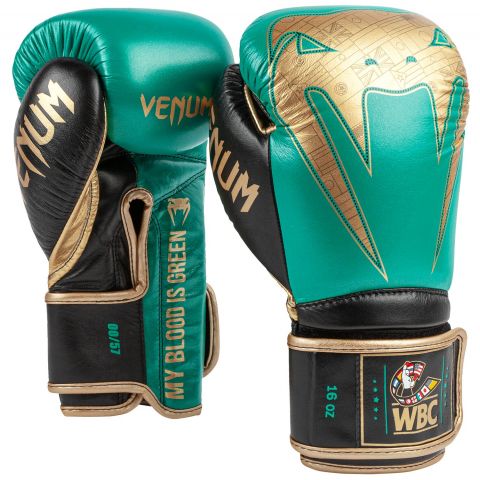 Guantoni da boxe professionali Venum Giant 2.0 - Edizione limitata WBC - Velcro - Verde metallizzato/Oro