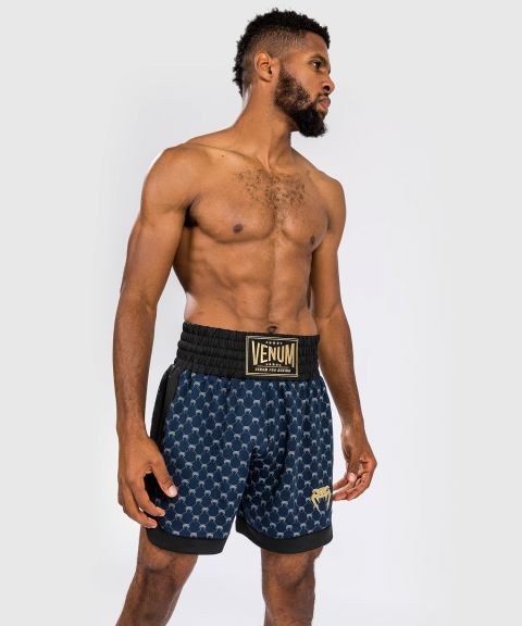 Venum Monogram Boxing Shorts - Zwart/Marineblauw