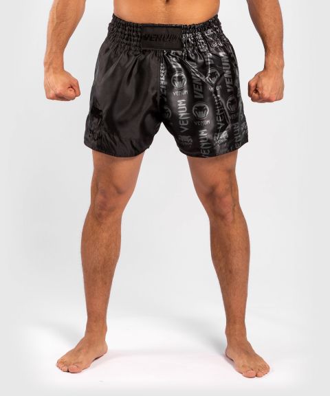 Pantalones cortos Venum Logos Muay Thai - Negro/Negro