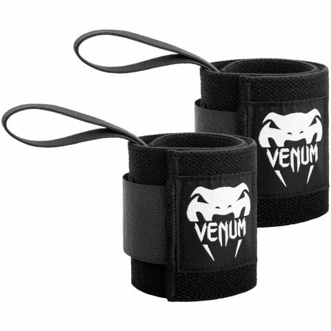 Venum Hyperlift Weightlifting Wrist Wraps - Black (Pair)