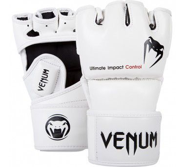 Gants MMA Venum Impact - Cuir Skintex - Blanc