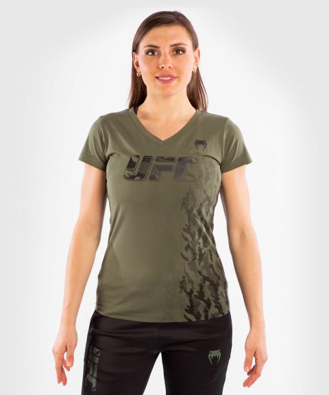 T-shirt Manches Courtes Femme UFC Venum Authentic Fight Week - Kaki