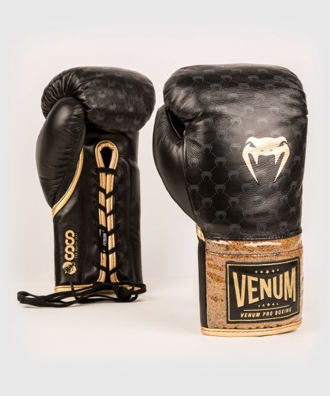 Venum Coco Monogram Pro Lace Up Boxing Gloves - Intense Black