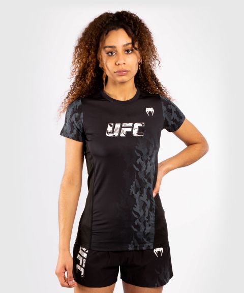 Camiseta Técnica Manga Corta Para Mujer UFC Venum Authentic Fight Week Performance - Negro