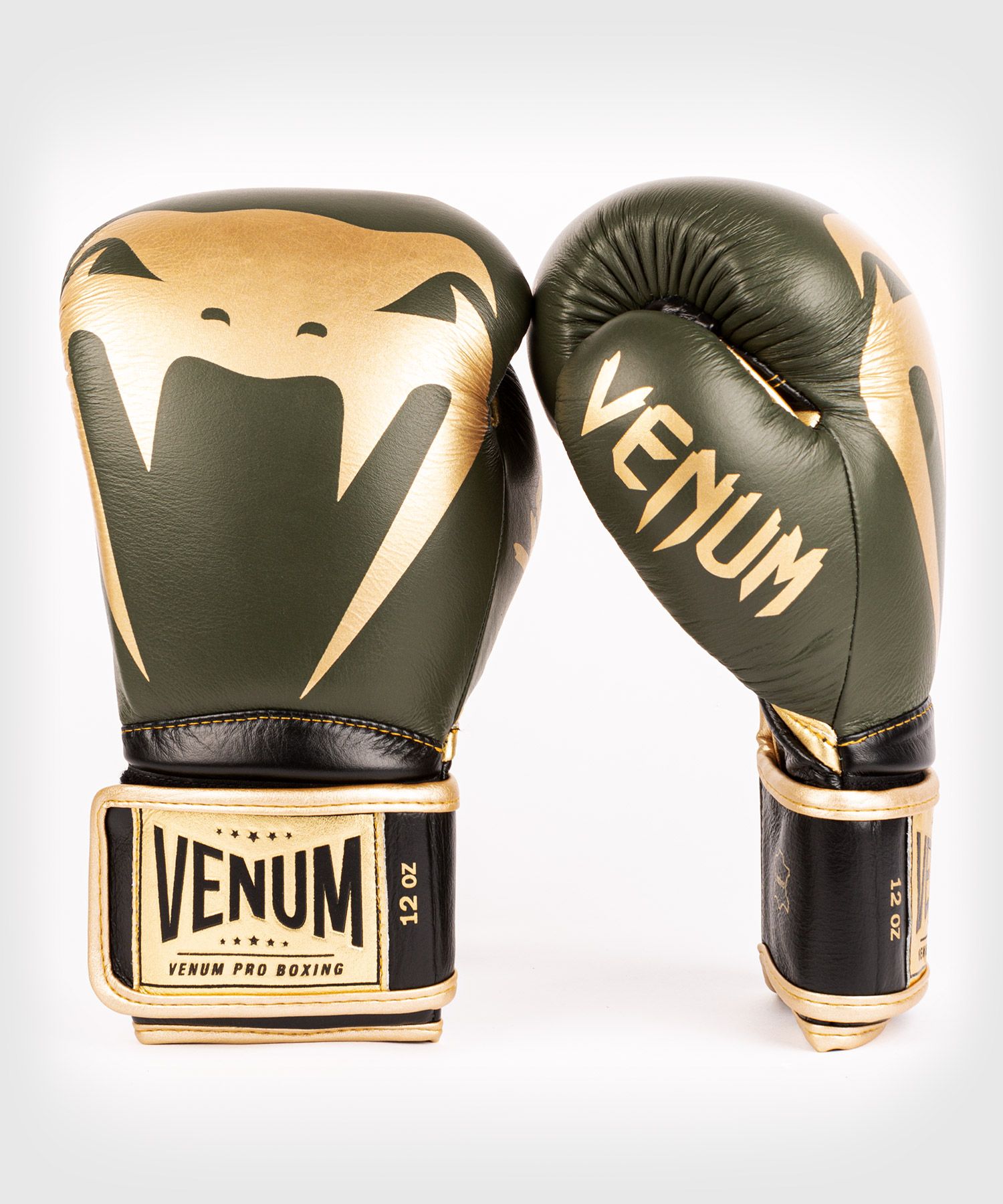 Venum Giant 2.0 professionelle Boxhandschuhe - Klettverschluss - Khaki/Gold