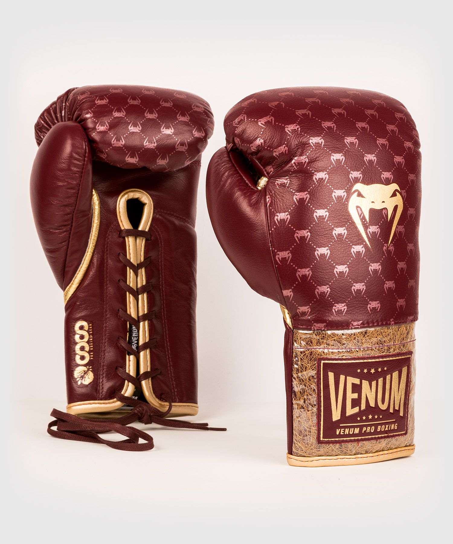 Venum Coco Monogram Pro Lace Up Boxing Gloves - Garnet Red