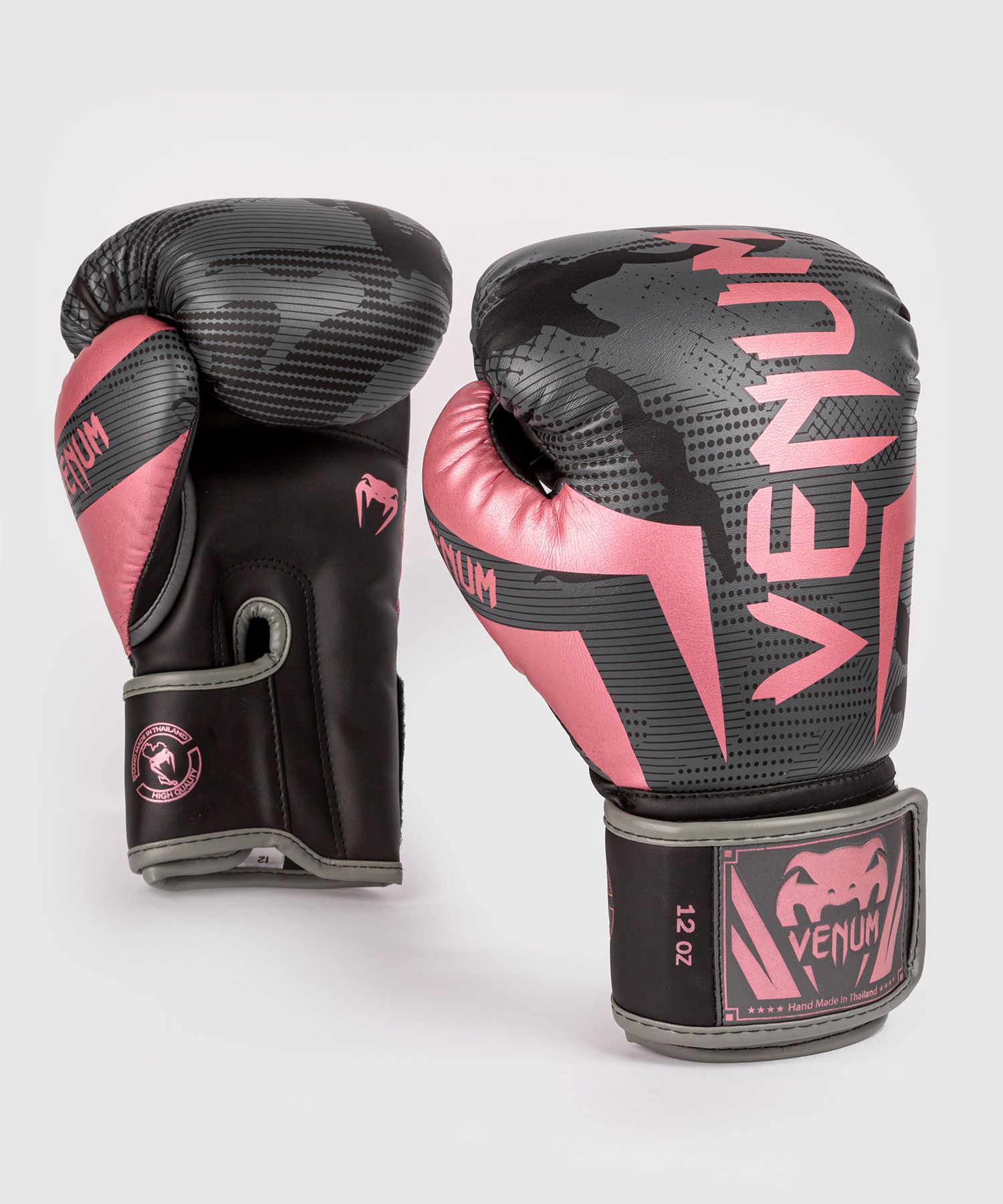 Venum Elite Boxing Gloves - Black/Pink Gold