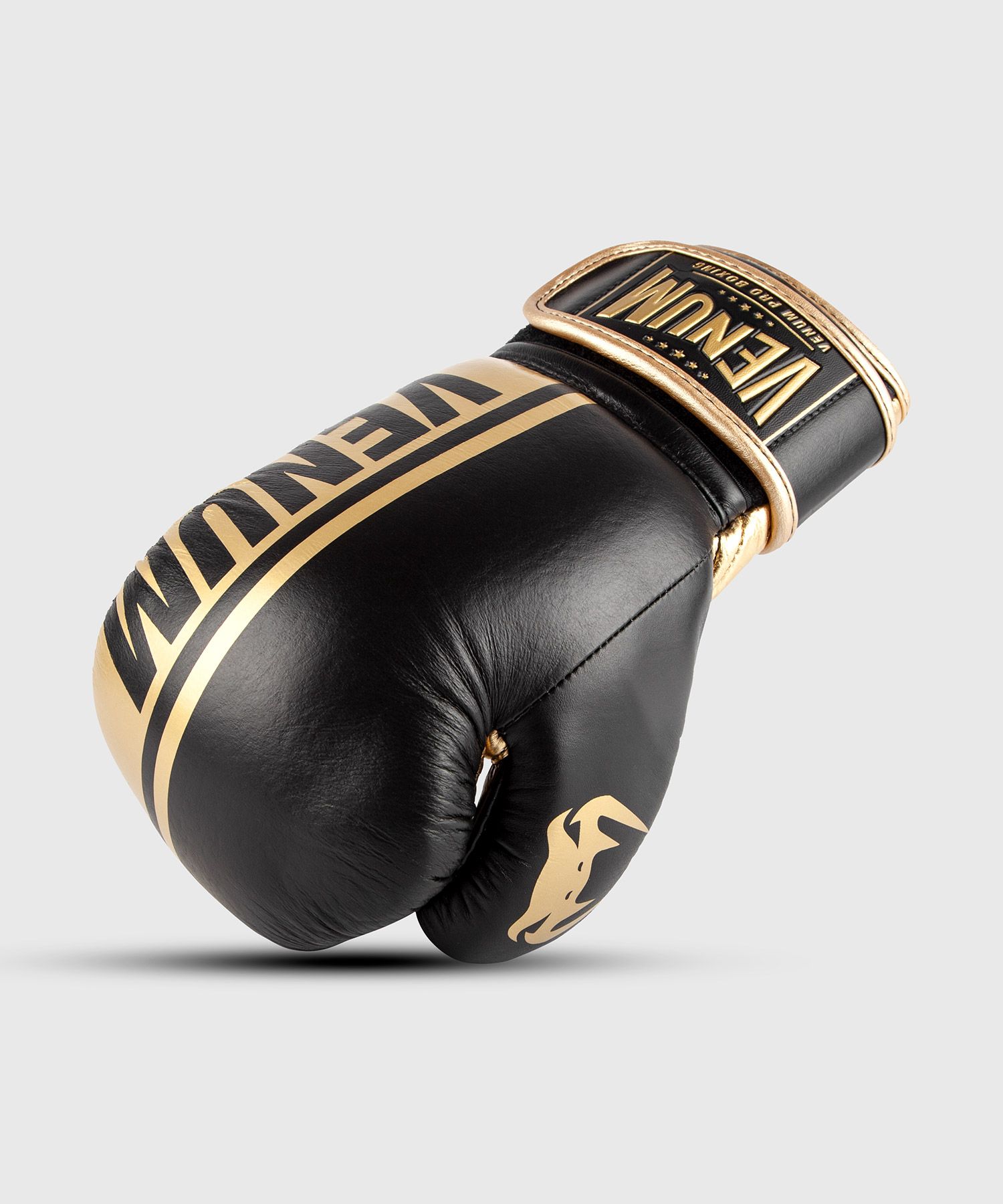 Venum Shield professionelle Boxhandschuhe - Klettverschluss - Schwarz/Gold