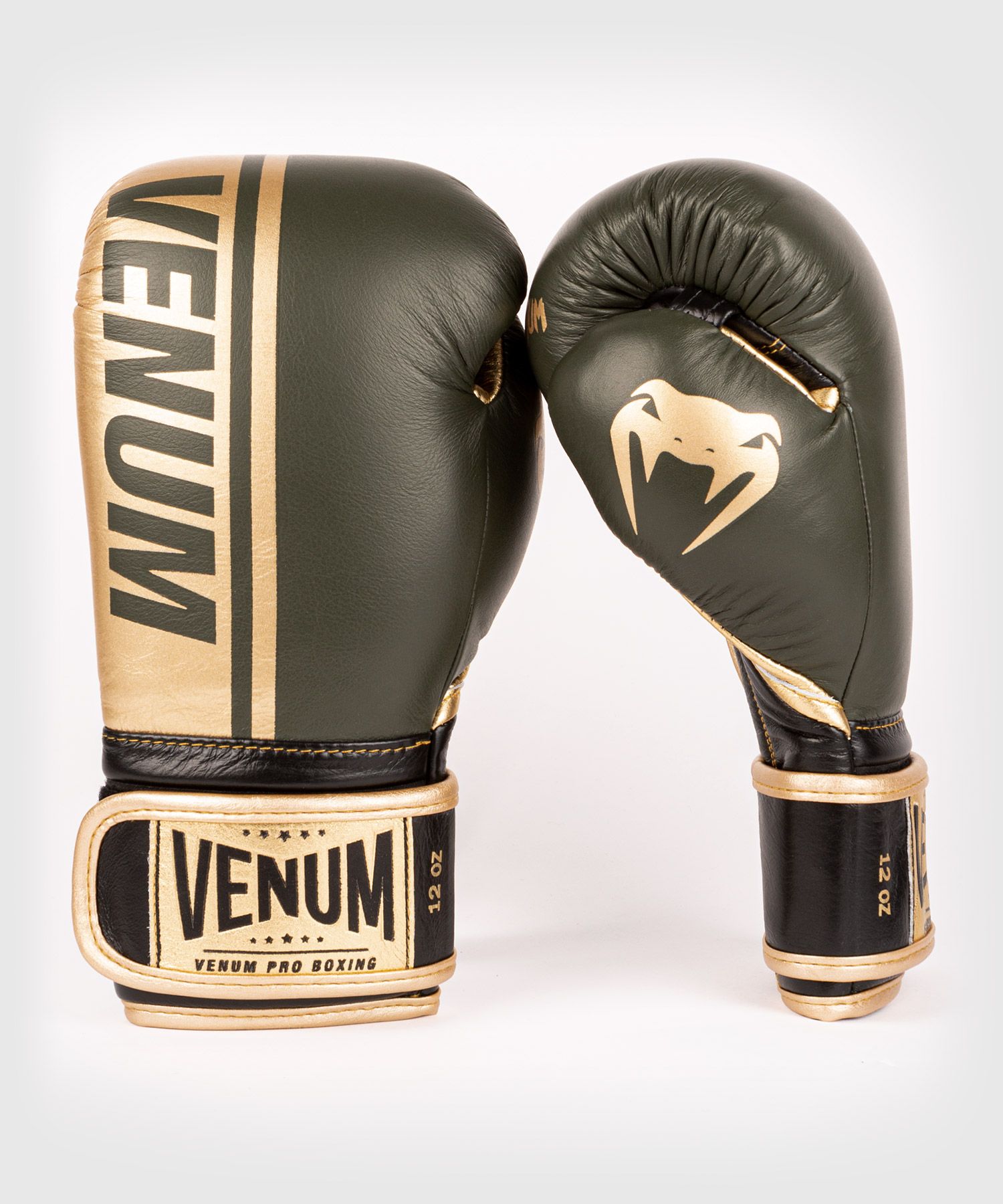 Gants de boxe pro Venum Shield - Velcro - Kaki/Or