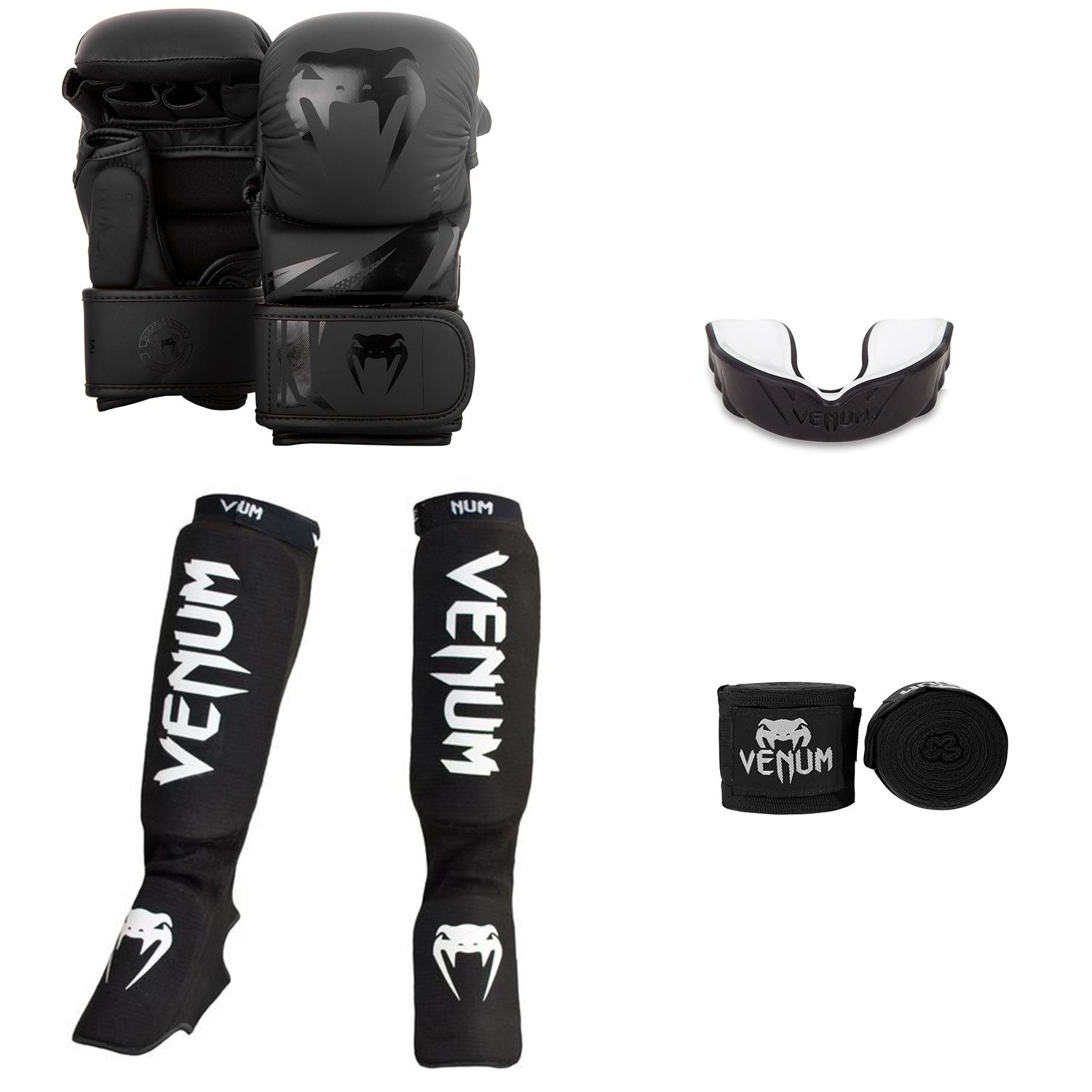 Venum MMA Challenger Sparring Bundle - Black/Black