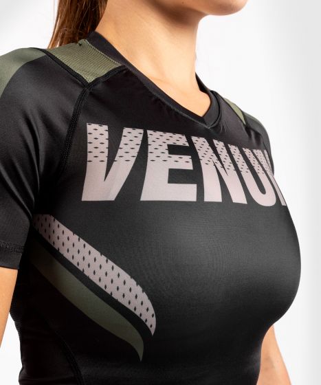 Venum ONE FC Impact Rashguard - short sleeves - for women - Black/Khaki