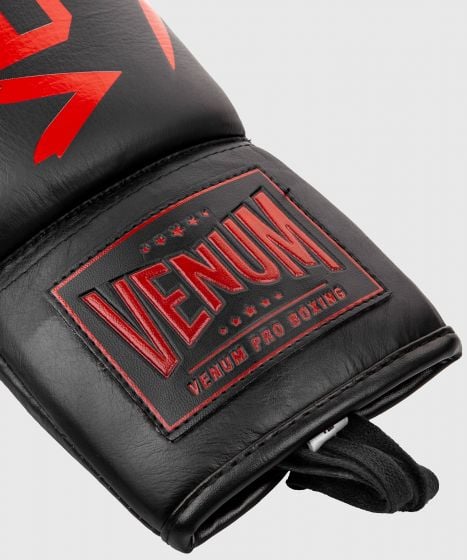 Gants de boxe pro Venum Hammer - Avec Lacets - Noir/Rouge