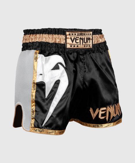 Pantaloncini da Muay Thai Venum Giant - Nero/Bianco/Oro