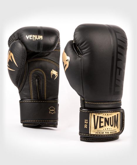 Gants de boxe pro Venum Shield - Velcro - Noir/Noir-Or