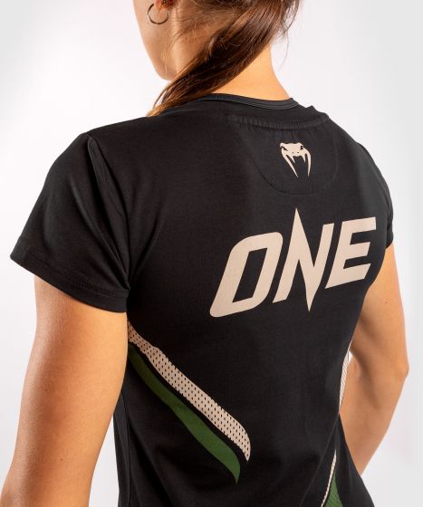 Camiseta ONE FC Impact - Mujer - Negro/Caqui