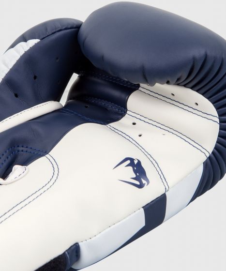 Venum Elite Boxing Gloves - White/Navy Blue