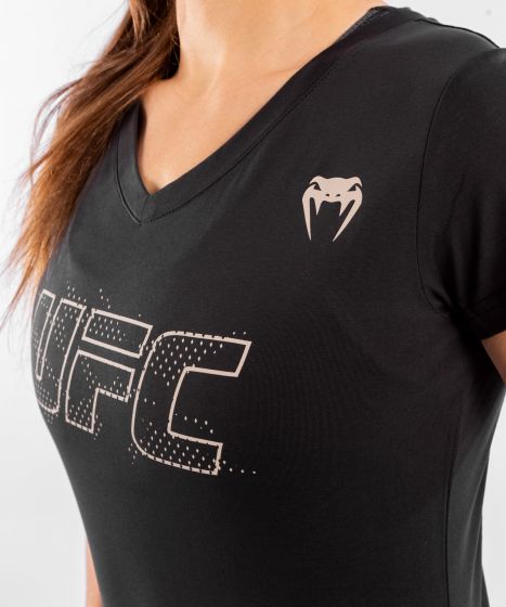 Camiseta De Algodón Manga Corta Para Mujer UFC Venum Authentic Fight Week - Negro