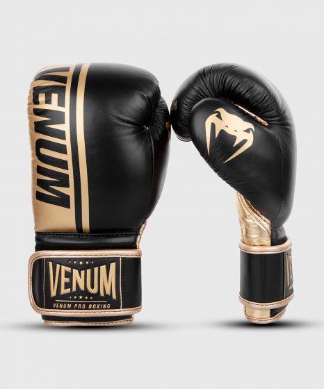 Gants de boxe pro Venum Shield - Velcro - Noir/Or