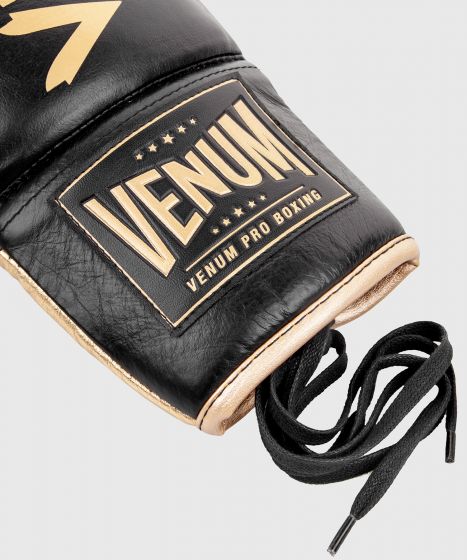 Gants de boxe Pro Venum Hammer - Avec Lacets - Noir/Or