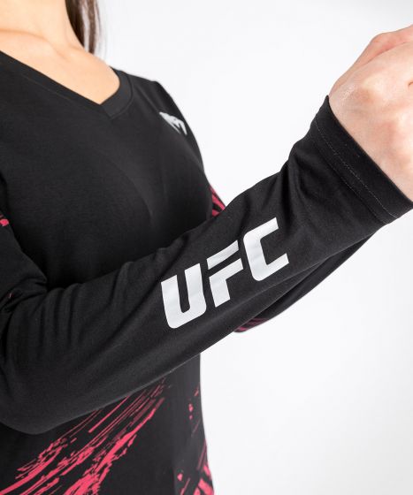 T-Shirt UFC Venum Authentic Fight Week 2.0 - Pour Femmes - Manches Longues - Noir/Rouge