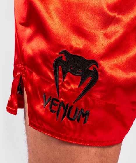 Pantaloncini da Muay Thai Venum Logos - Nero / Rosso