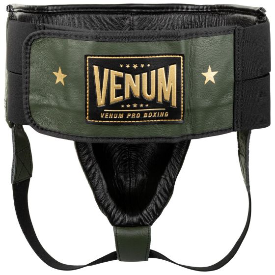 Venum Pro Beschermende cup voor boksers Linares-editie - met klittenband - kaki/zwart/goud