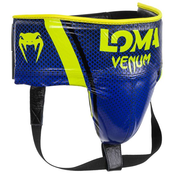 Protector inguinal de boxeo profesional Venum Edición Loma - Velcro - Azul/amarillo