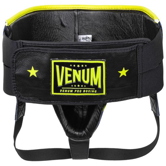 Protector inguinal de boxeo profesional Venum Edición Loma - Velcro - Azul/amarillo
