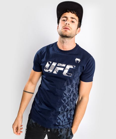 T-shirt Manches Courtes en Coton Homme UFC Venum Authentic Fight Week - Bleu Marine