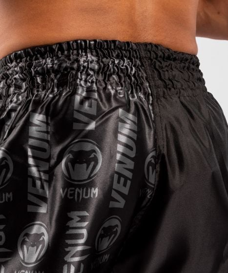Pantaloncini da Muay Thai Venum Logos - Nero / Nero