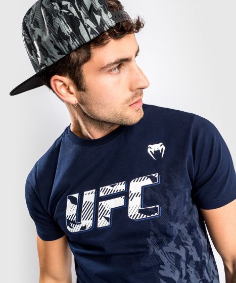 Camiseta De Algodón Manga Corta Para Hombre UFC Venum Authentic Fight Week - Azul Marino