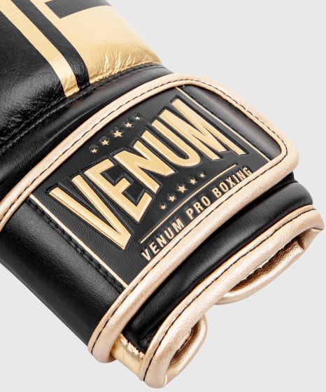 Venum Shield professionelle Boxhandschuhe - Klettverschluss - Schwarz/Gold