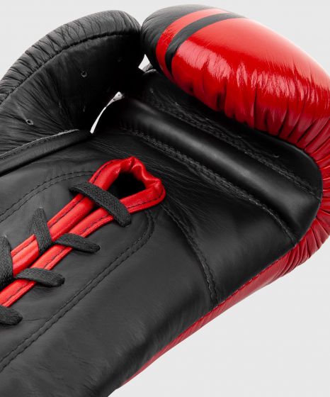 Gants de boxe pro Venum Shield - Avec Lacets - Noir/Rouge