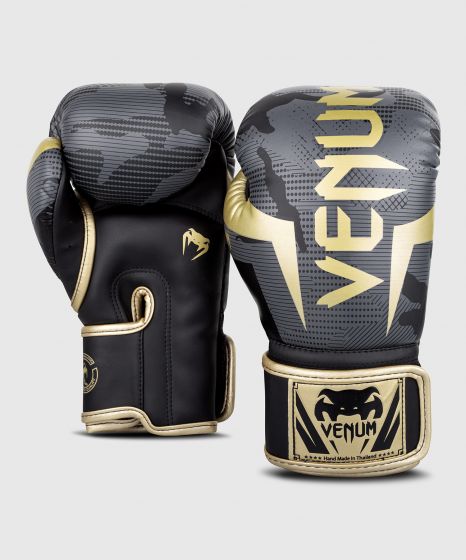 Venum Elite Boxing Gloves - Dark camo/Gold