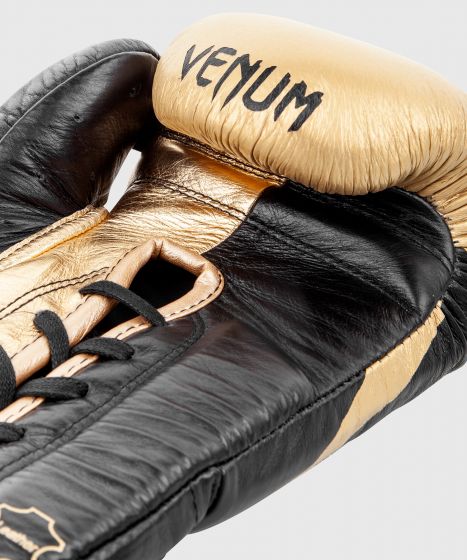 Venum Hammer Pro Boxing Gloves - With Laces - Black/Gold