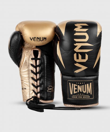 Gants de boxe pro Venum Hammer - Avec Lacets - Noir/Or