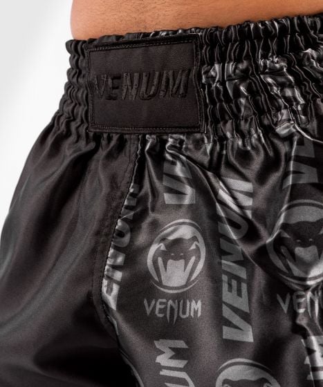 Pantaloncini da Muay Thai Venum Logos - Nero / Nero